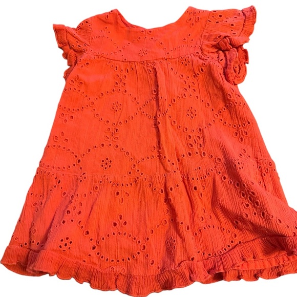 Zara Baby Girl Red Eyelet Lined Dress Button Back Size 12-18mo‎ - Picture 1 of 3